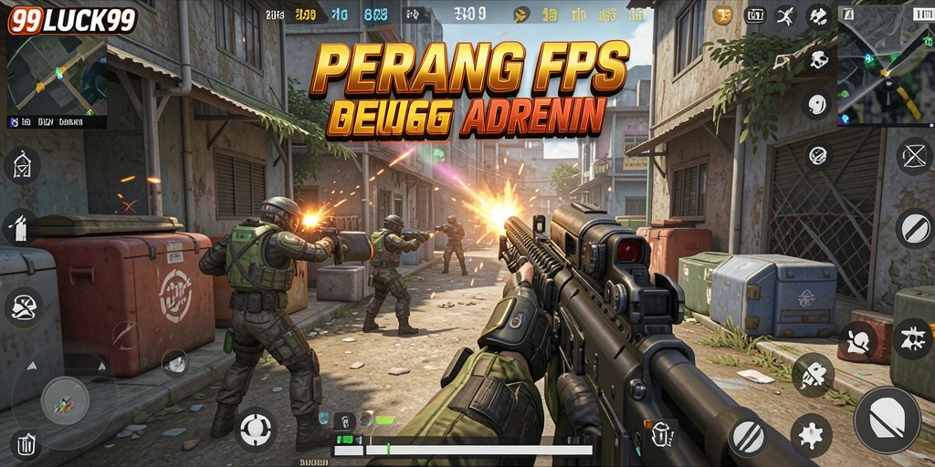 Gameplay intens dari 99LUCK99 yang menampilkan pertempuran FPS.