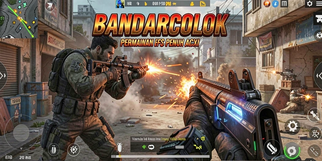 Tangkapan layar menunjukkan aksi intens dalam permainan FPS.