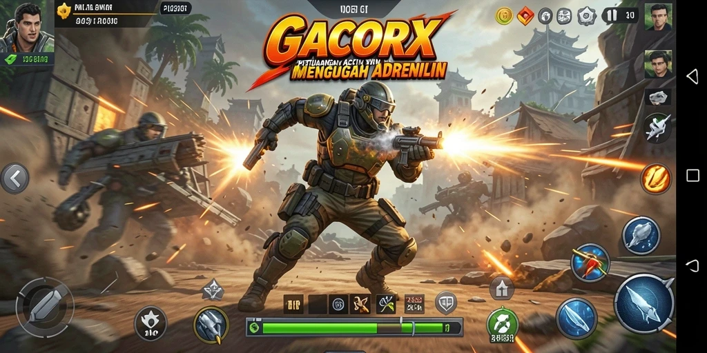 Screenshot GACORX menampilkan aksi seru dalam pertempuran.