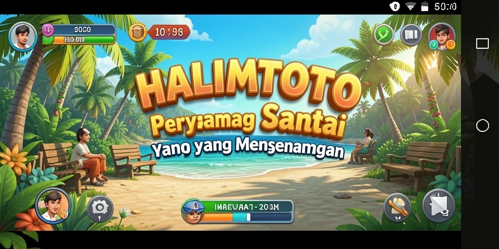 Tampilan gameplay HALIMTOTO yang ceria dan menghibur.