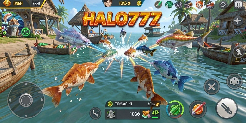 Screenshot gameplay HALO777 menampilkan aksi seru menangkap ikan.