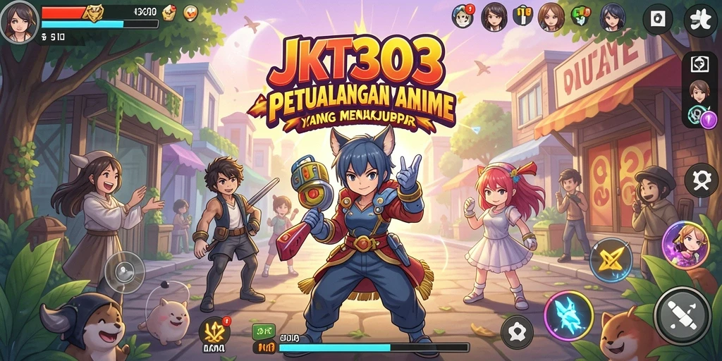 Screenshot gameplay JKT303 menampilkan aksi karakter anime yang mendebarkan.