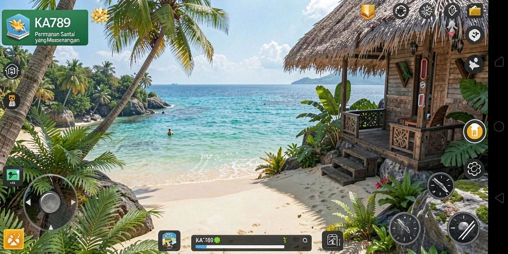 Screenshot menampilkan gameplay seru KA789 dengan level yang berwarna-warna.