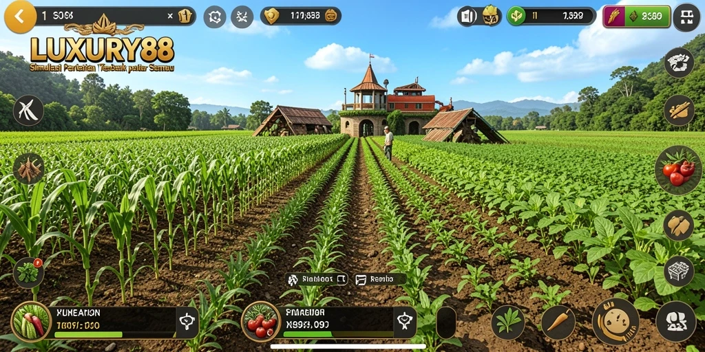Tampilan gameplay LUXURY88 dengan kebun yang indah.