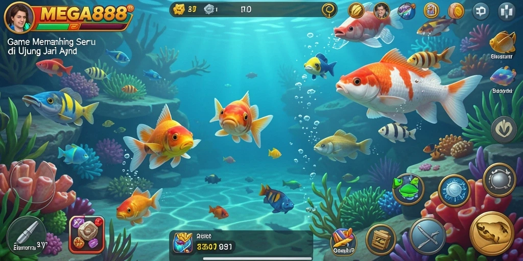 Tampilan memukau gameplay memancing di MEGA888.