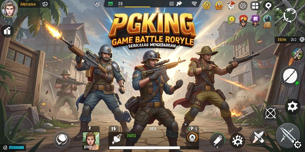 Tangkapan layar PGKING menampilkan aksi seru di medan perang Battle Royale.
