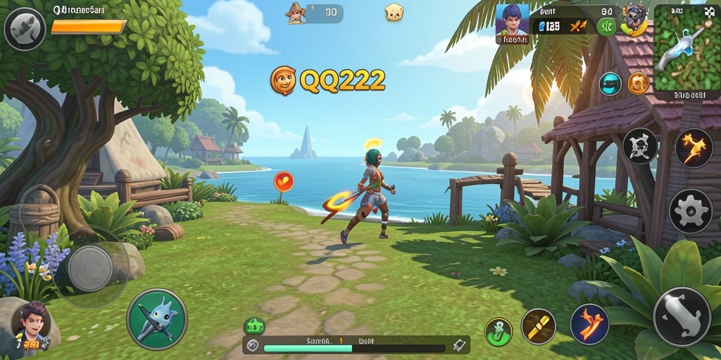 Tampilan gameplay QQ222 yang cerah dan menghibur.
