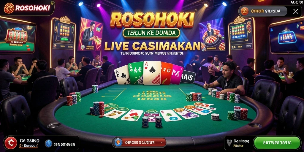 Tampilan gameplay Live Casino yang mendebarkan di ROSOHOKI.