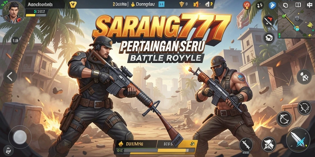 Gameplay mendebarkan dalam SARANG777 dengan aksi Battle Royale yang intens.