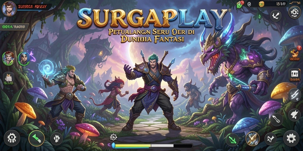 Tangkapan layar gameplay SURGAPLAY menampilkan aksi seru di dunia petualangan.